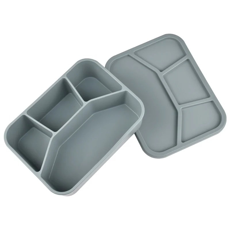 Sealed Large Capacity Silicone Lunch Box Fresh-keeping Bento Box with Four Compartment Microwave Heatable Food Container