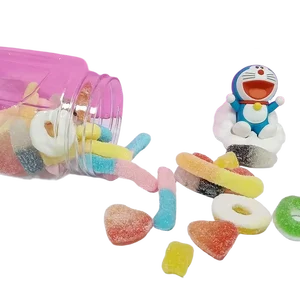 Love Bear Cola Bottle with Double Color Worm Fruit Circle Mixed Soft Candy Fruity Flavor