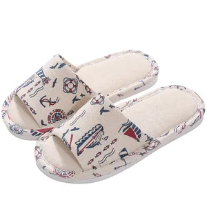 Cute Cartoon Open-Toe Linen for Slippers for Boys and Girls Anti-Slip and Comfortable Soft Print for Spring Autumn Seasons