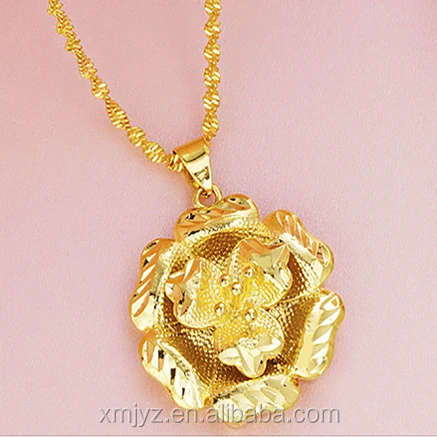 24K Gold Plated Flower Pendant Necklace for Wedding Anniversary