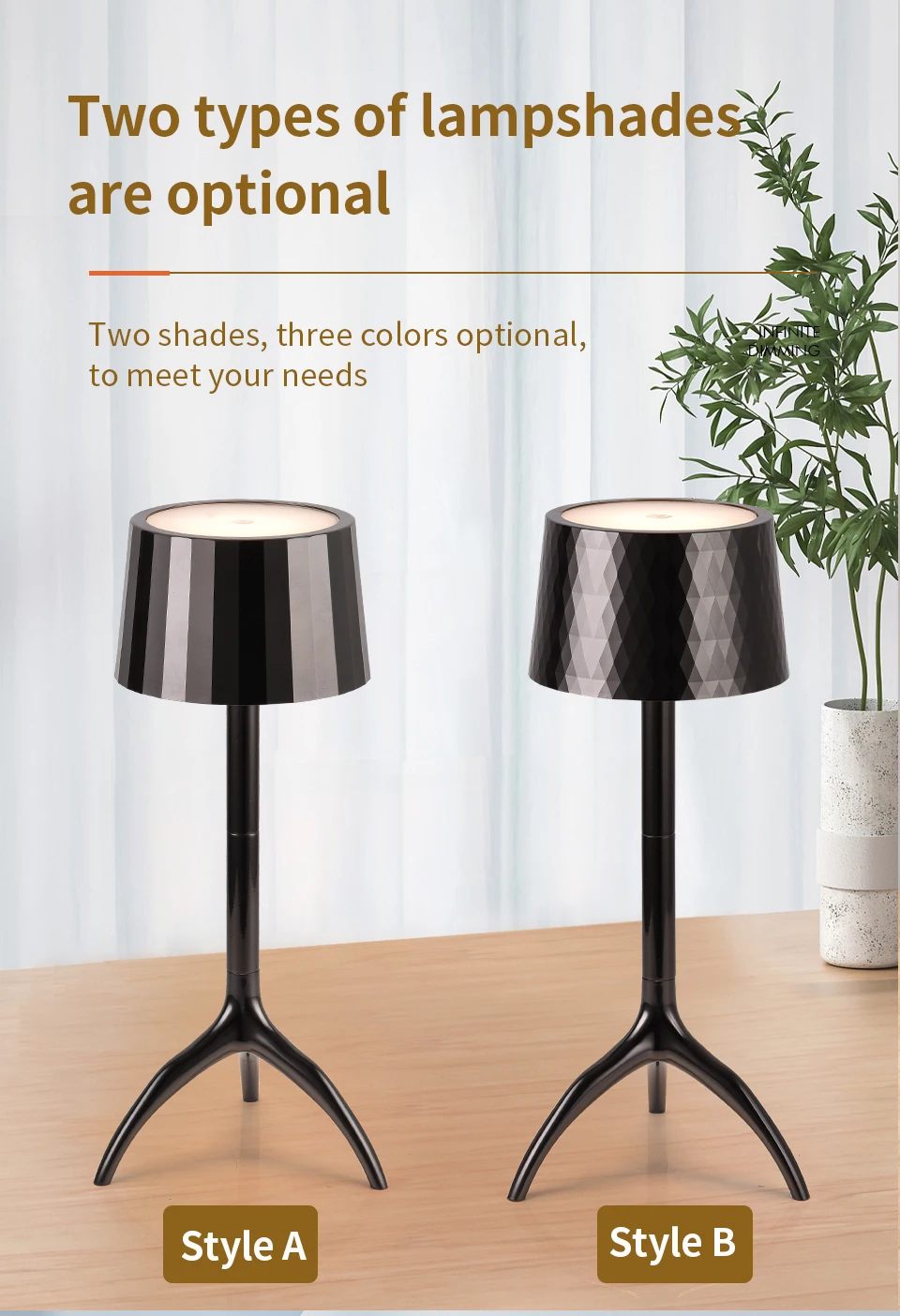 Modern Luxury Rechargeable Touch Metal Led Table Lamp With Wireless