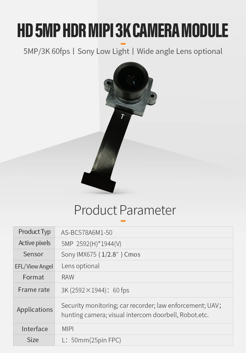 DGZX HD 5MP HDR MIPI 3K Camera Module插图