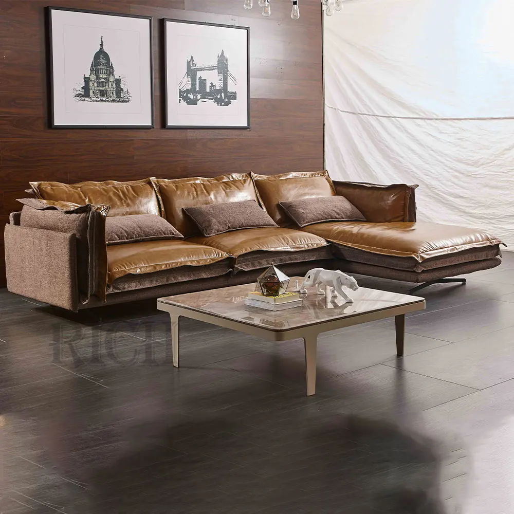 Industrial Style Multi Color Nubuck Retro Leather Sofa L Shape Brown  Distress Leather And Fabric Combination Sectional Sofa - Buy Fabric And  Leather Combination Sofas,Fabric And Leather Sofas In Dubai,Mixed Leather  And