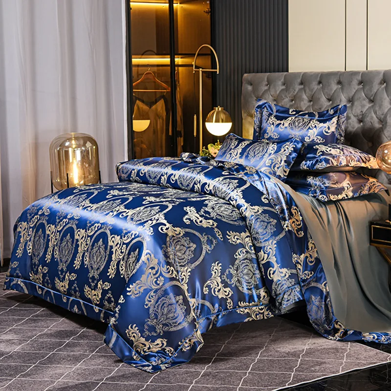 Comforter Sets Bedding Luxury Jacquard Embroidery Cotton Flat Bed Sheet