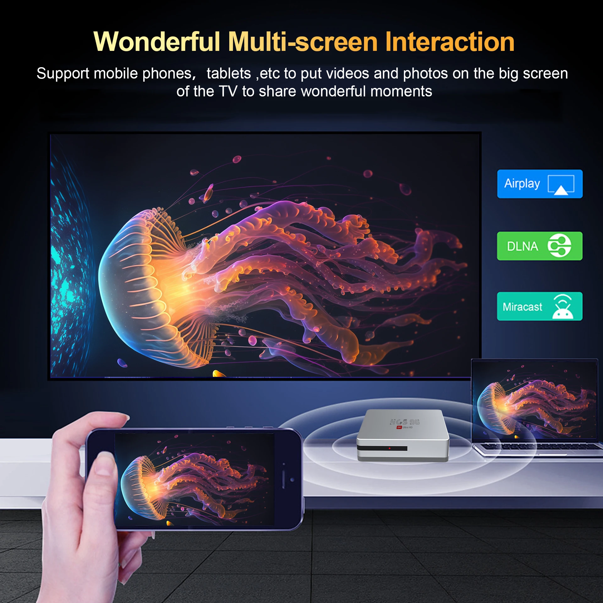 Top Rated HCS96 Ott MAX 4GB 64GB 2.4G 5G WiFi6 Processor Allwinner H313 Android16 BT5.2 Voice Remote Control Tv Box