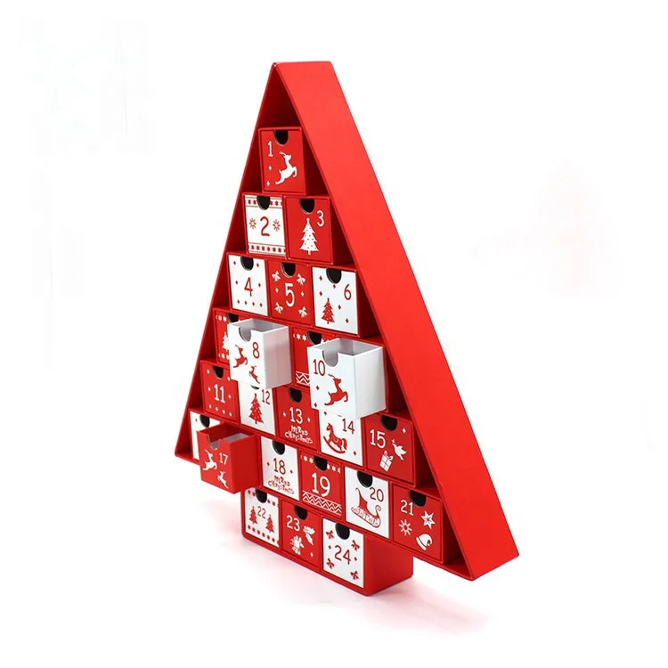 Custom Design Christmas Advent Calendar count down cardboard packaging drawer paper Gift Boxes