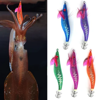 High Quality 3.5# Luminous Squid Jig Lure Wooden Shrimp Artificial Bait Jigging Lure – Metal Jig – view 3