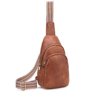 2026 New Arrival Crossbody Chest Bag Vintage Unisex PU Leather Waist Bag Adjustable Strap Zipper Waterproof Sports Chest Bag