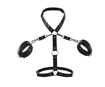 New Adult Goods Leather Alternative Women Back Handcuffs Couples Training Shackles Sm Sexy Collar Hot Sale