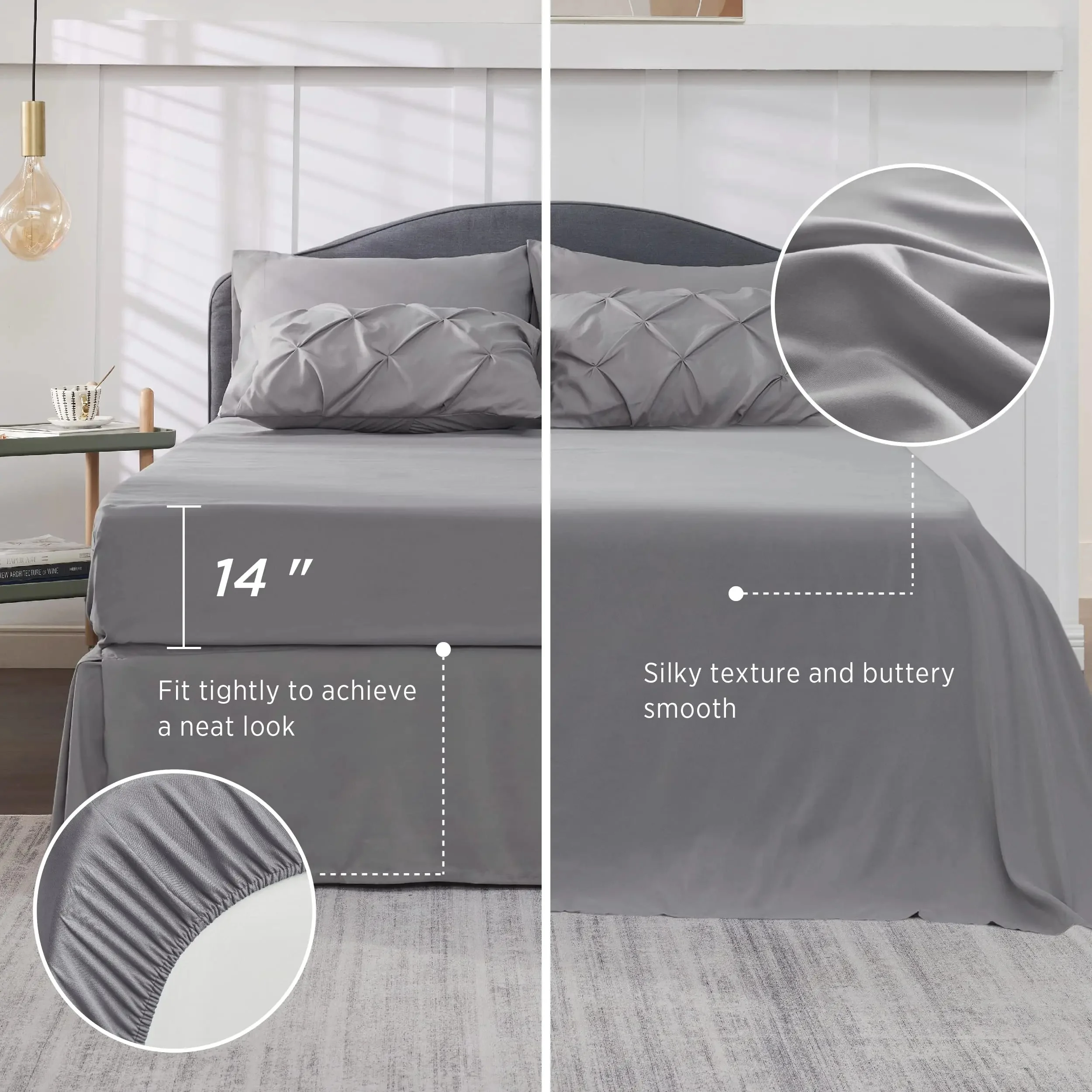 High Quality Microfiber Bedset Pintuck Luxury Bedding Set In Solid