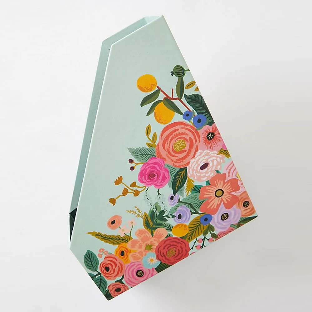 Custom Logo Printing Cardboard Paper Office Desk Folio File Organizer Magazine Holder With Label Rack
