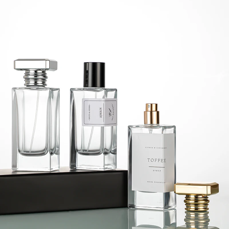 2024 Hot Selling Long Rectangular Empty Perfume Glass Bottle with Lid