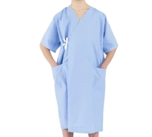 Unisex Cotton Comfortable Patient Gown Hospital Clothing Woven Medical Uniforms of Men and Women Short Sleeve for Unisex