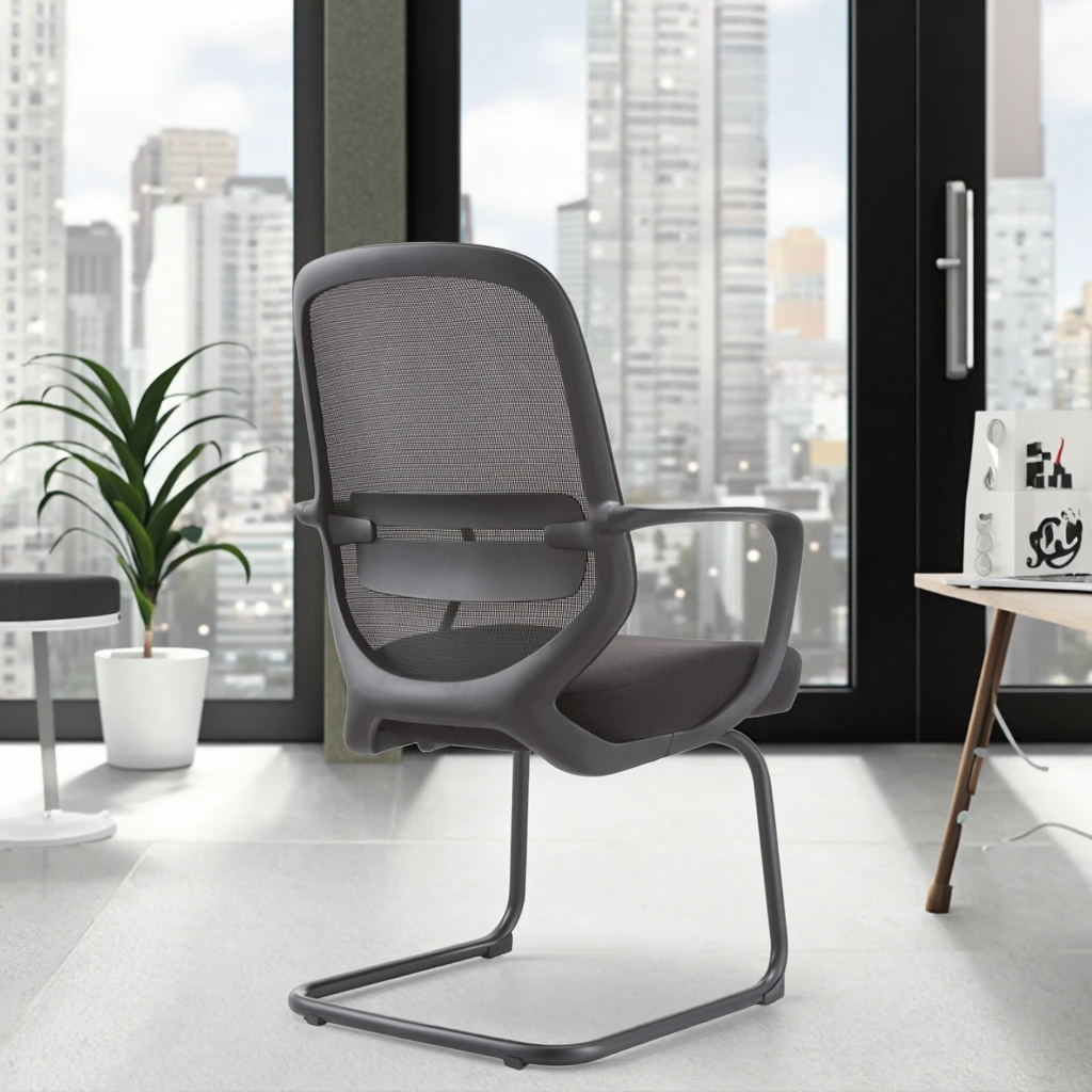 New Arrival  Black Rubber Powder-Coated Springframe Commercial Heavy Load Industrial Mesh Task Chair Tool-Free Adjustment 4