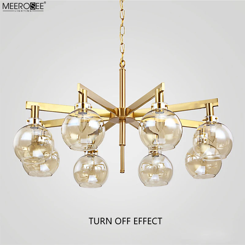 Meerosee Modern Wrought Iron Light Art Chandelier Lighting Metal Iron Glass Pendant Lamp MD86754