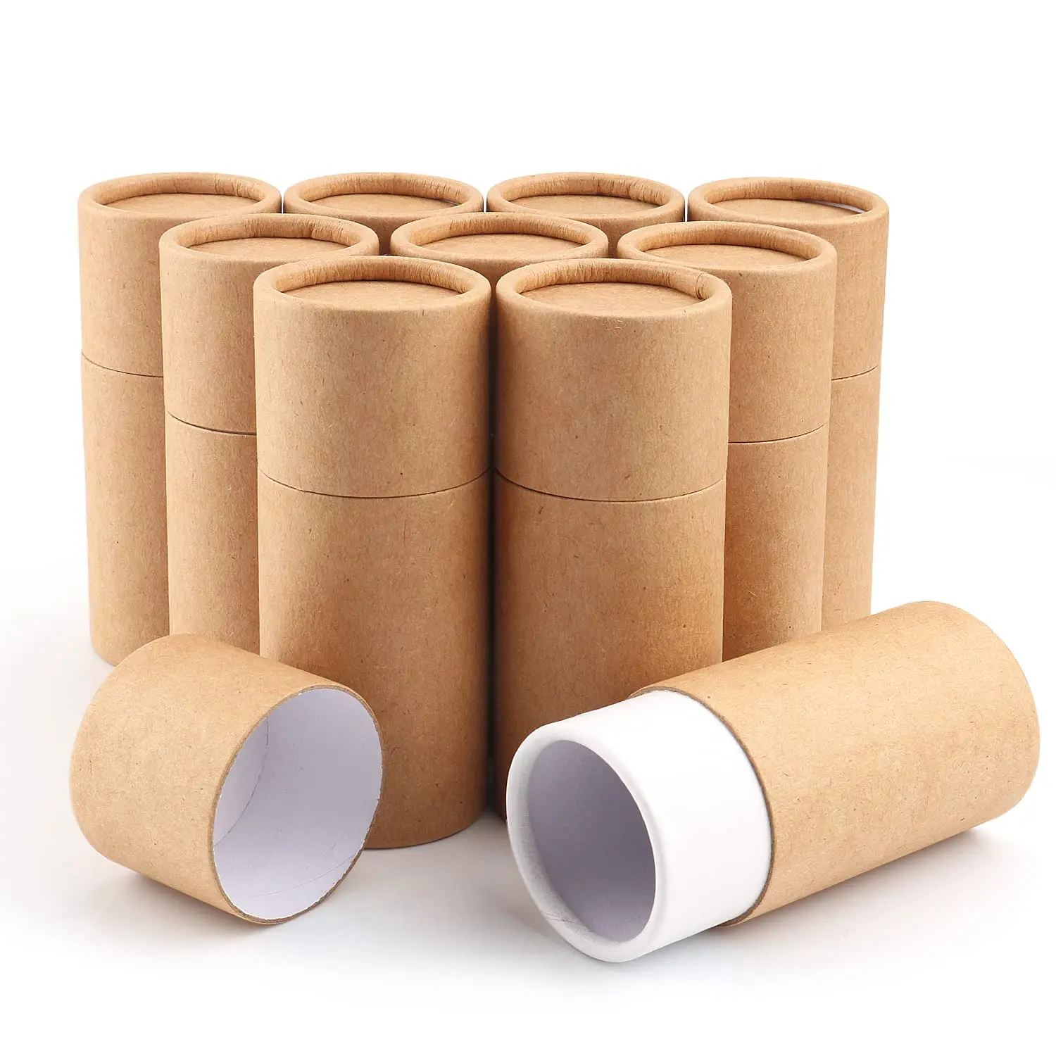 1 Oz/30ml Recyclable Kraft Paperboard Tubes Empty Cardboard Box Container Lid for Packaging Jewelry Pencils Tea Coffee
