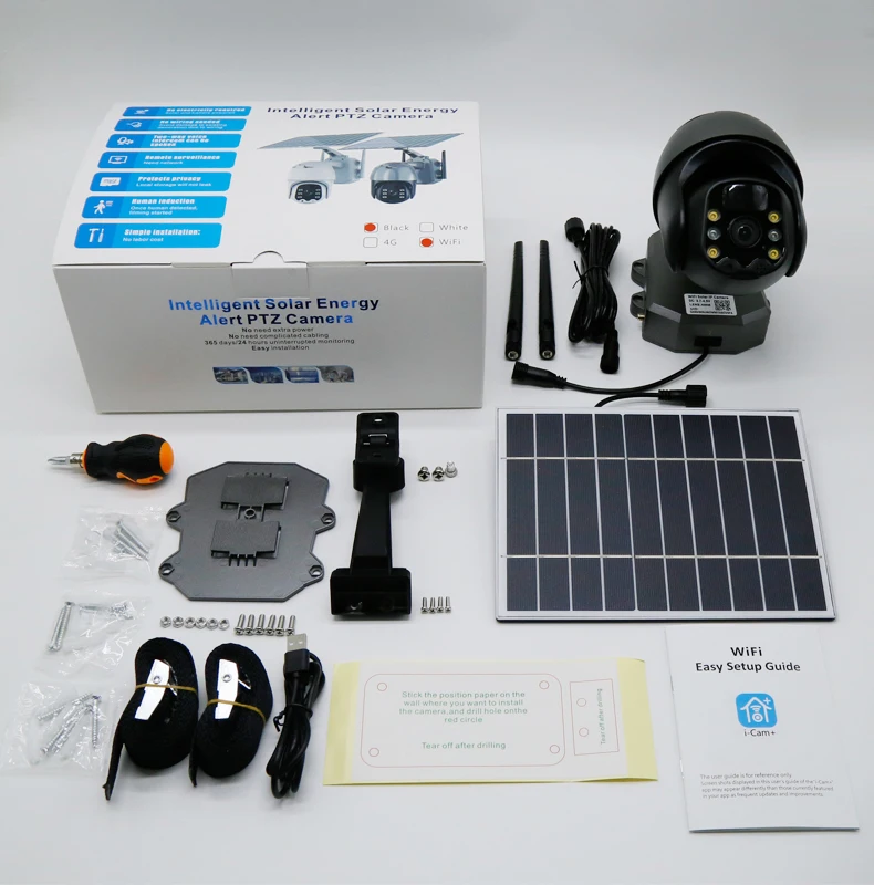 J2 2MP 4G Solar Security Protection Surveillance IP Camera Rechargeable WIFI PTZ Outdoor Waterproof PIR Color Night Auto Track
