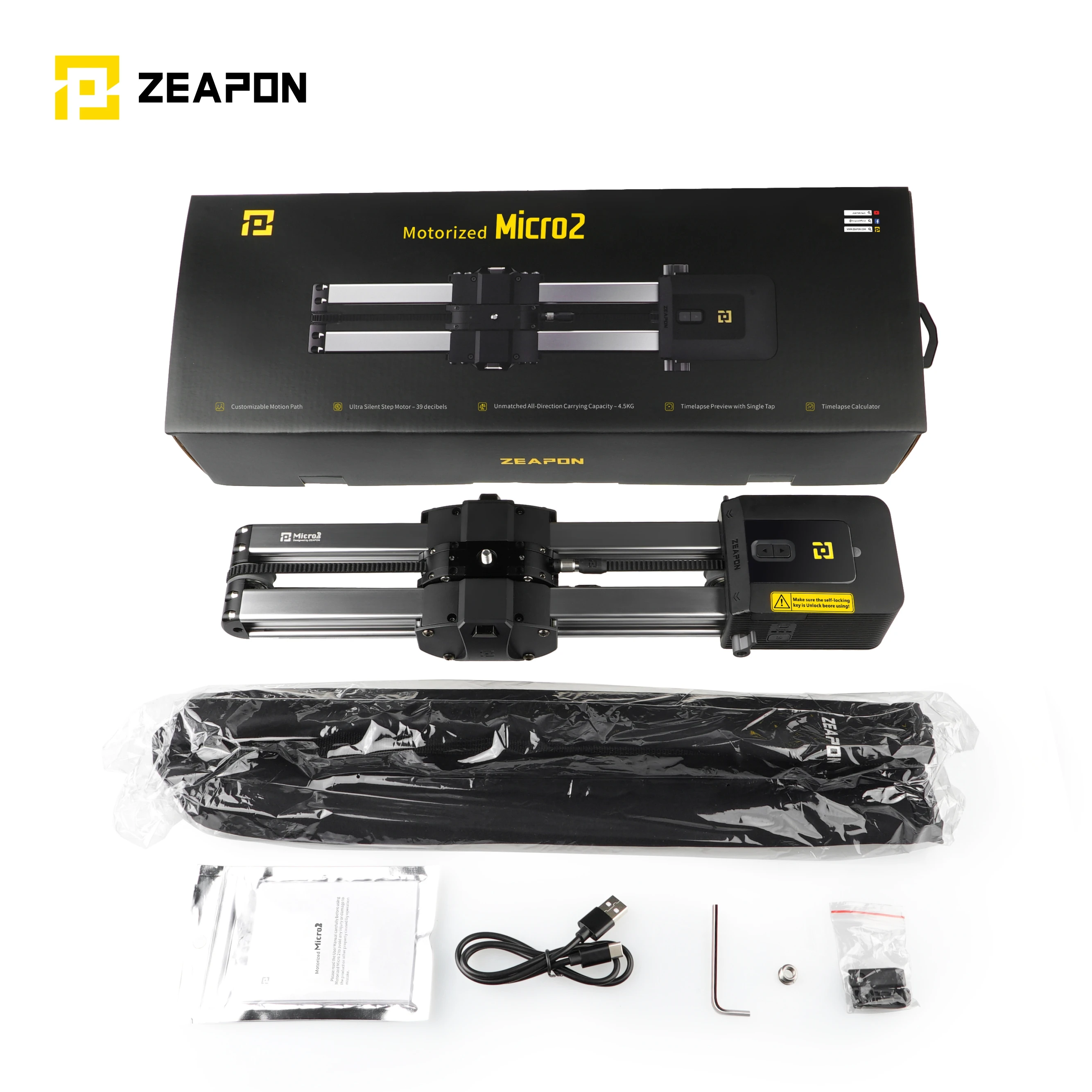 ZEAPON Micro 2 mini portable ultra silent motor Motorized Camera Video  Double Distance parallel Slider Macro Track