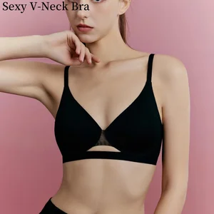 U Collar Mesh Stitching Sexy Style Underwear Steel Ring Push-up Bra Lace Decoration Breathable Cup Bra
