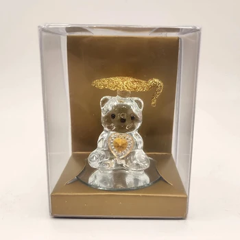 Hot selling exquisite golden regalia cap glass Dr. Bear holding loving heart display box
