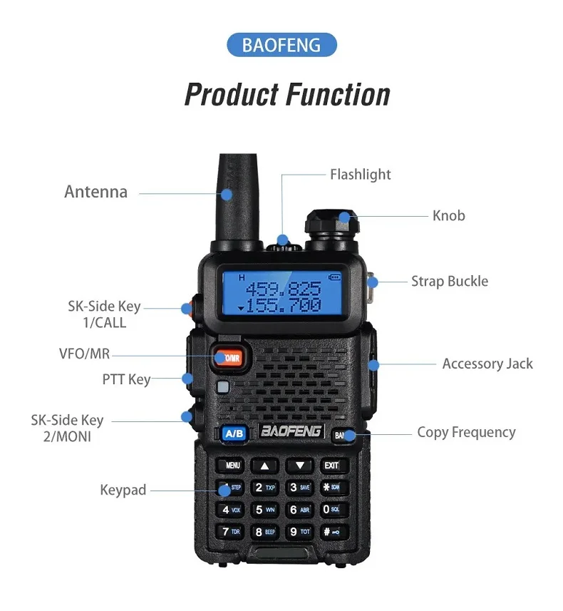 Baofeng UV-5RX Tri-Band 5W Long Range Professional Radio