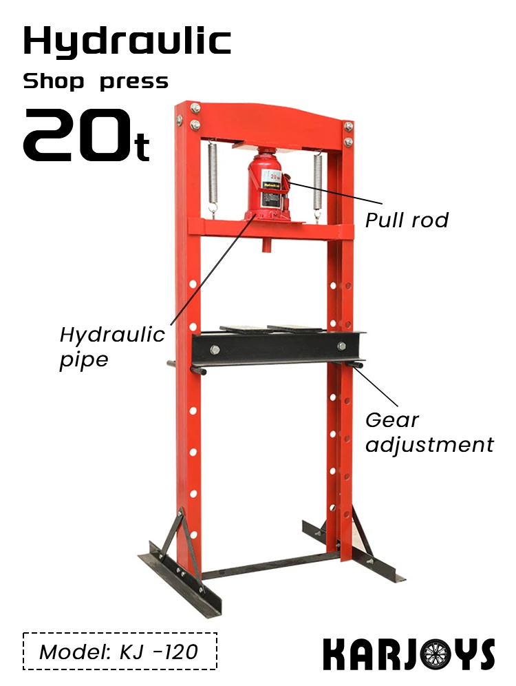 20 Ton Portable Hydraulic Shop Press With Hand Pump  20 Ton Hydraulic Shop Press One year Warranty details