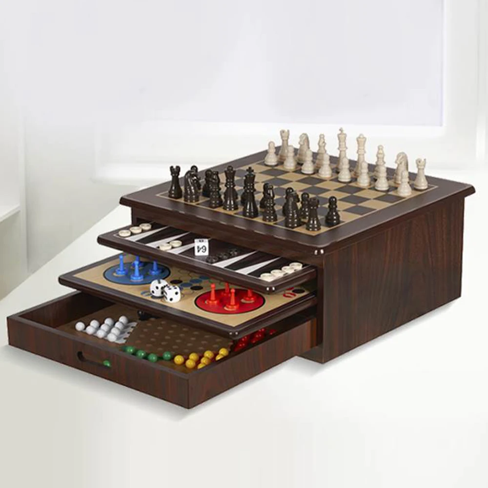 New Design Multifunction Wooden 15 In 1 Or 10 In 1 Games Set Chess