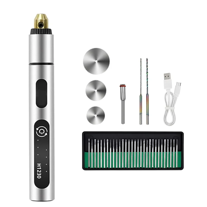 Stylo de gravure électrique avec 38 accessoires USB chargeant la  rectifieuse rotative portative sans fil de bricolage pour la gravure de  bijoux E109