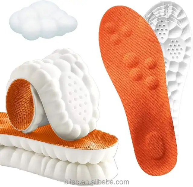 4D Cloud Arch Support PU Shoe Insoles with Memory Foam, Sport Insoles for Sports & Exercise