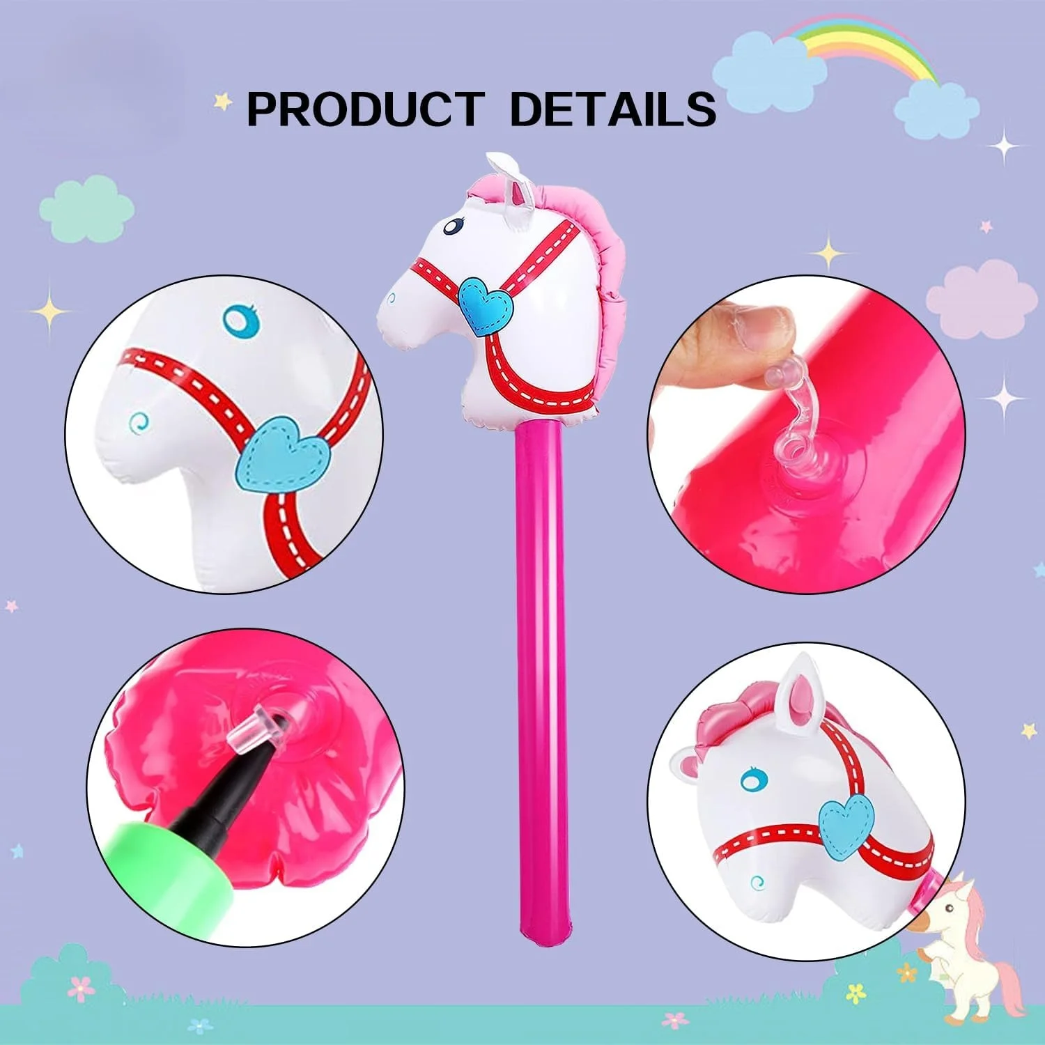 12 Pcs 37 Inches Inflatable Stick Horse For Horsehead Stick Balloon Cute Horse Sticks Inflatable Horse Cowgirl Party Decorations For Horse Themed Birthday Party P 25139201