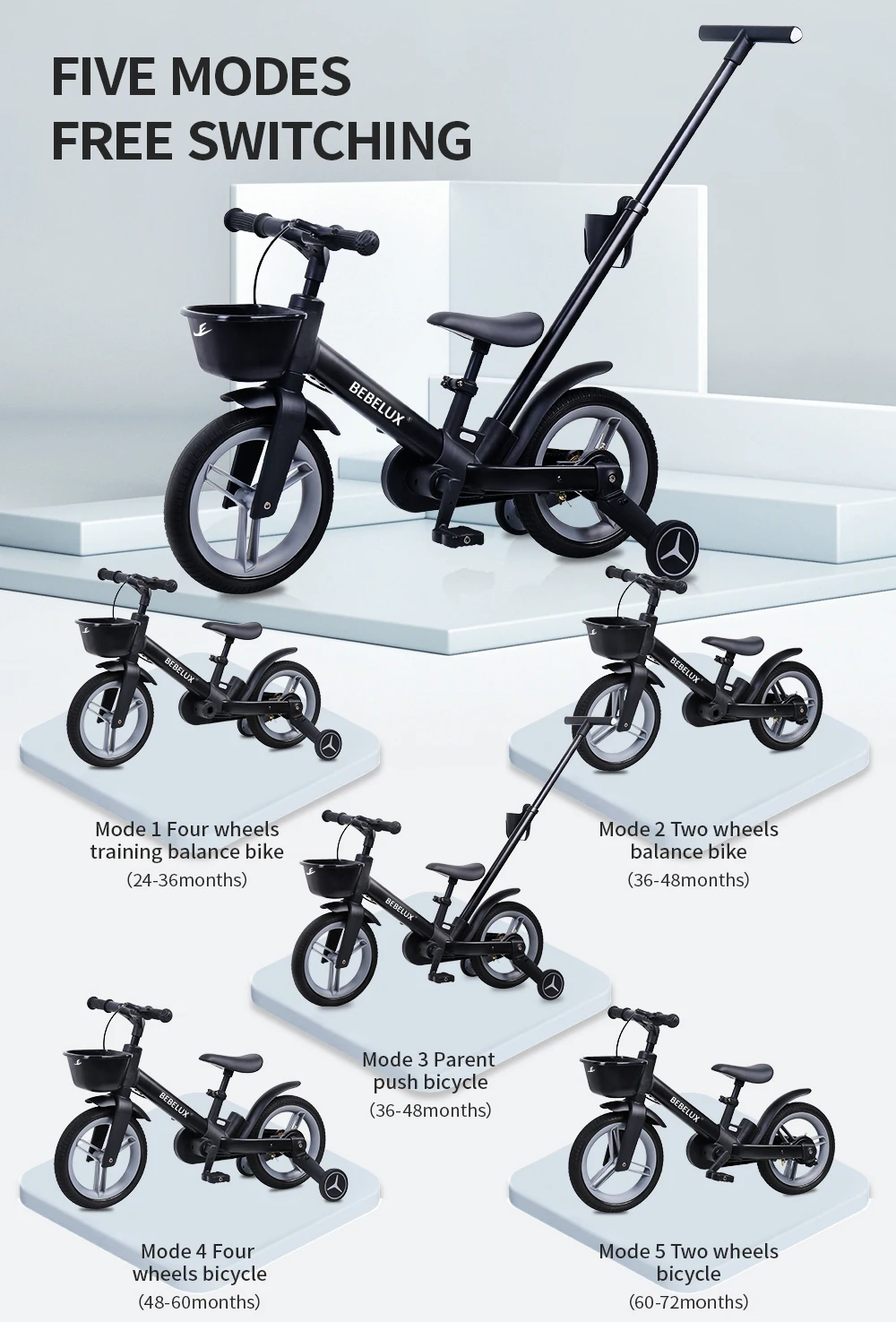 BEBELUX Kids Bicycle Balance and Fun for 2-6 Year-olds