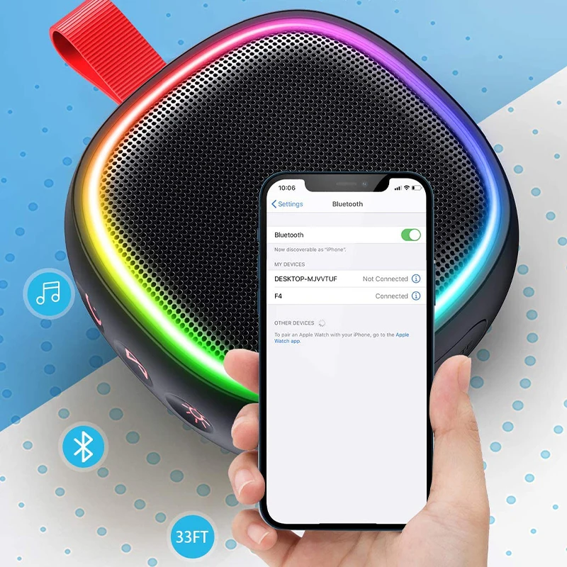 Lenrue F9 Speaker With Rgb Lights,Ipx7 