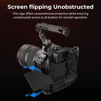 For SmallRig 5413 Full-Cover Cage for Canon R1 Detachable Cold Shoe Mount Quick Release Plates 1/4"-20 3/8"-16 ARRI Holes detail image