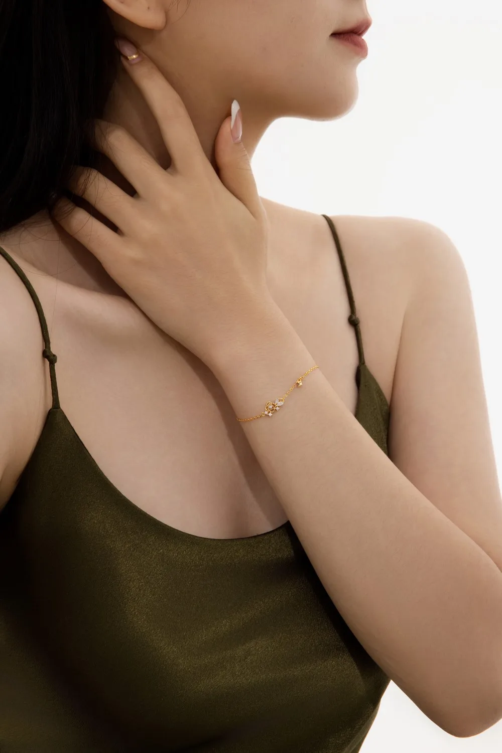 KAKODIY exquisite design exquisite rhodium 18K gold electronically coated electroplated chain link 5A zirconia flower pendant bracelet high jewelry detail 8