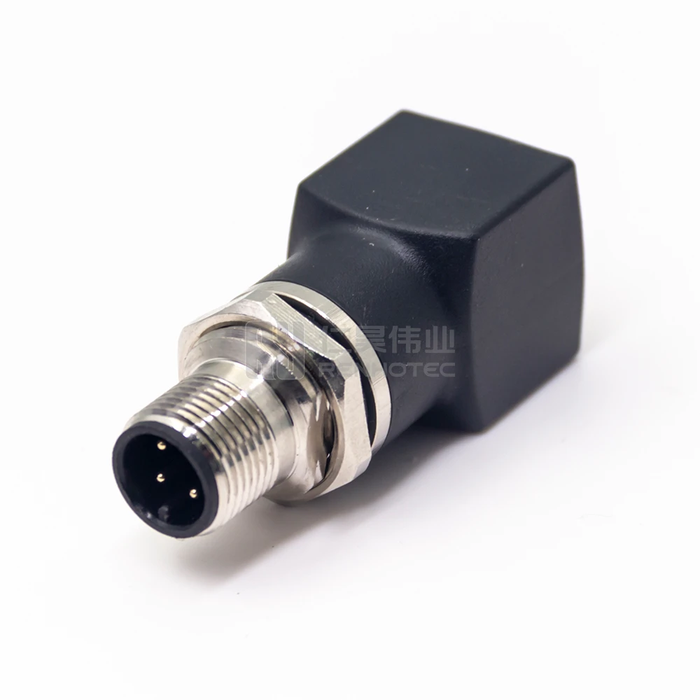 4Pin Adapter M12 a Coding D Code 4 Cores Male to RJ45 Waterproof Straight Connector Adapter for Automotive Power Ethernet