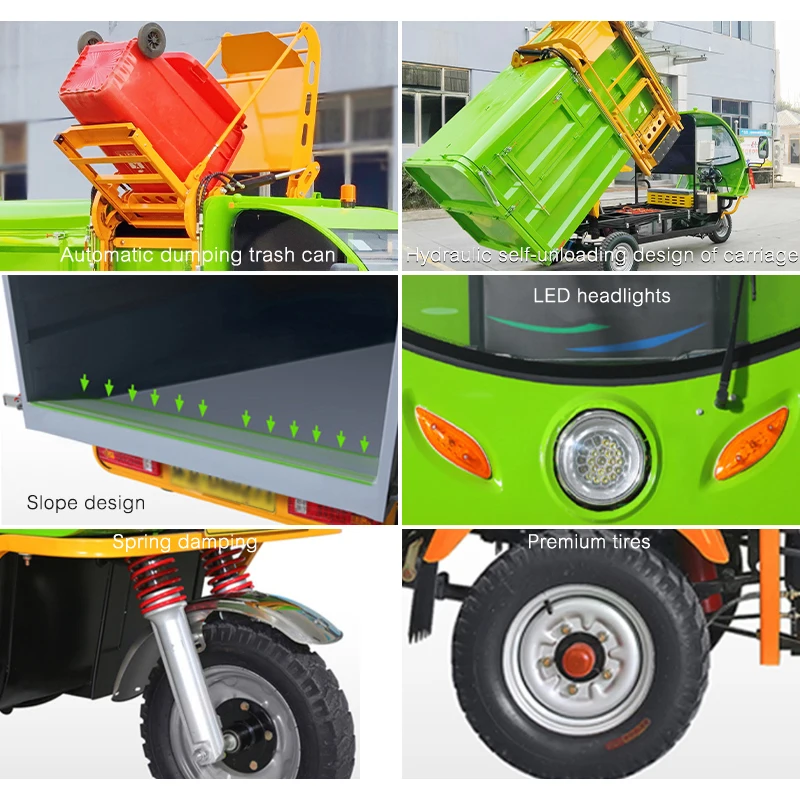 Дорожный канализации очистка мусора коллекция мотор трехколесный велосипед подъемный крюк руку мусоровоз грузовой погрузчик перевозка