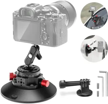 NEEWER 6"/15.2cm Camera Suction Cup Mount With Ball Head Magic Arm, Metal Suction Cup Mount on Car Windshield Dash for Camera