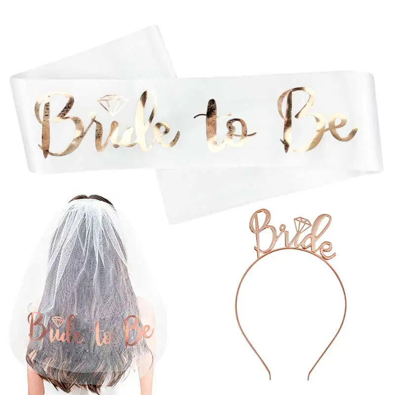 Bride to Be Set, 3pack Bride to Be Sash & Headband Tiara