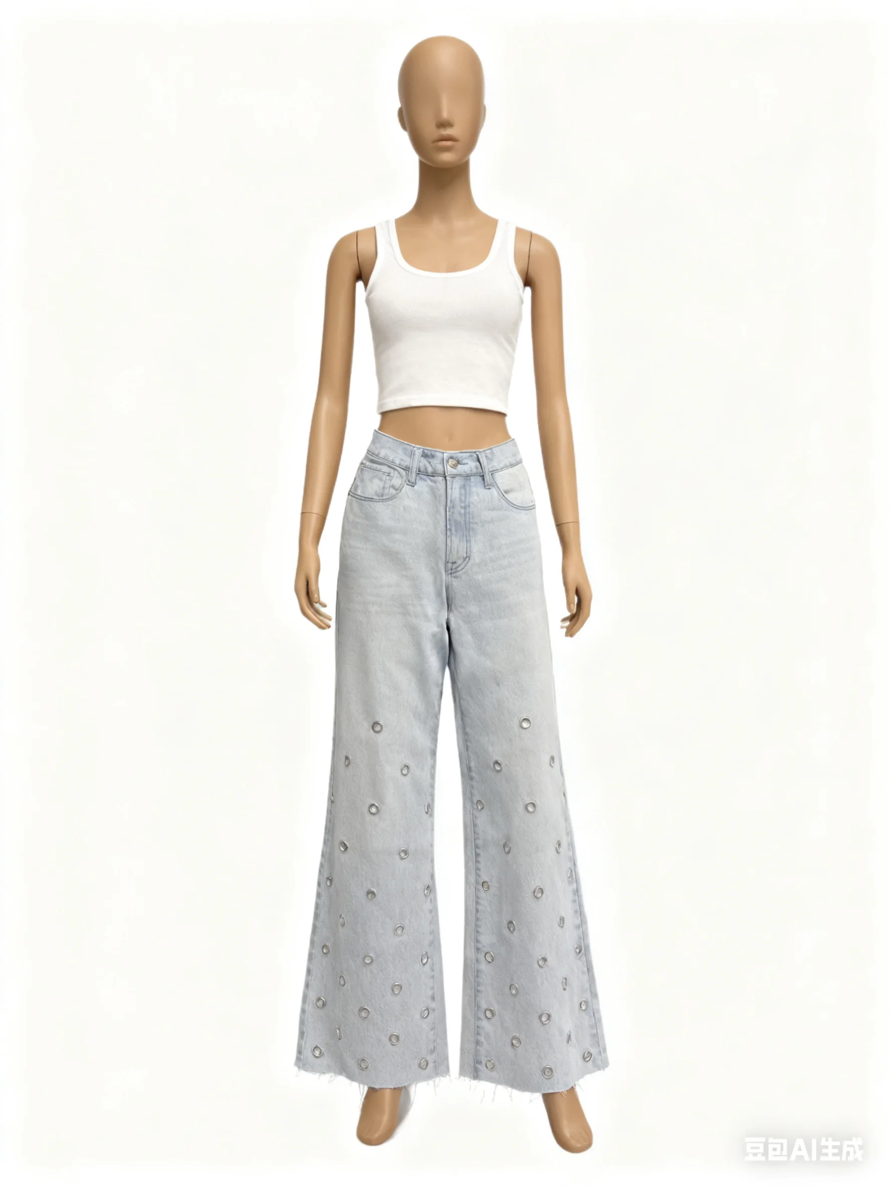 European and American Hollowed-out Flared Jeans