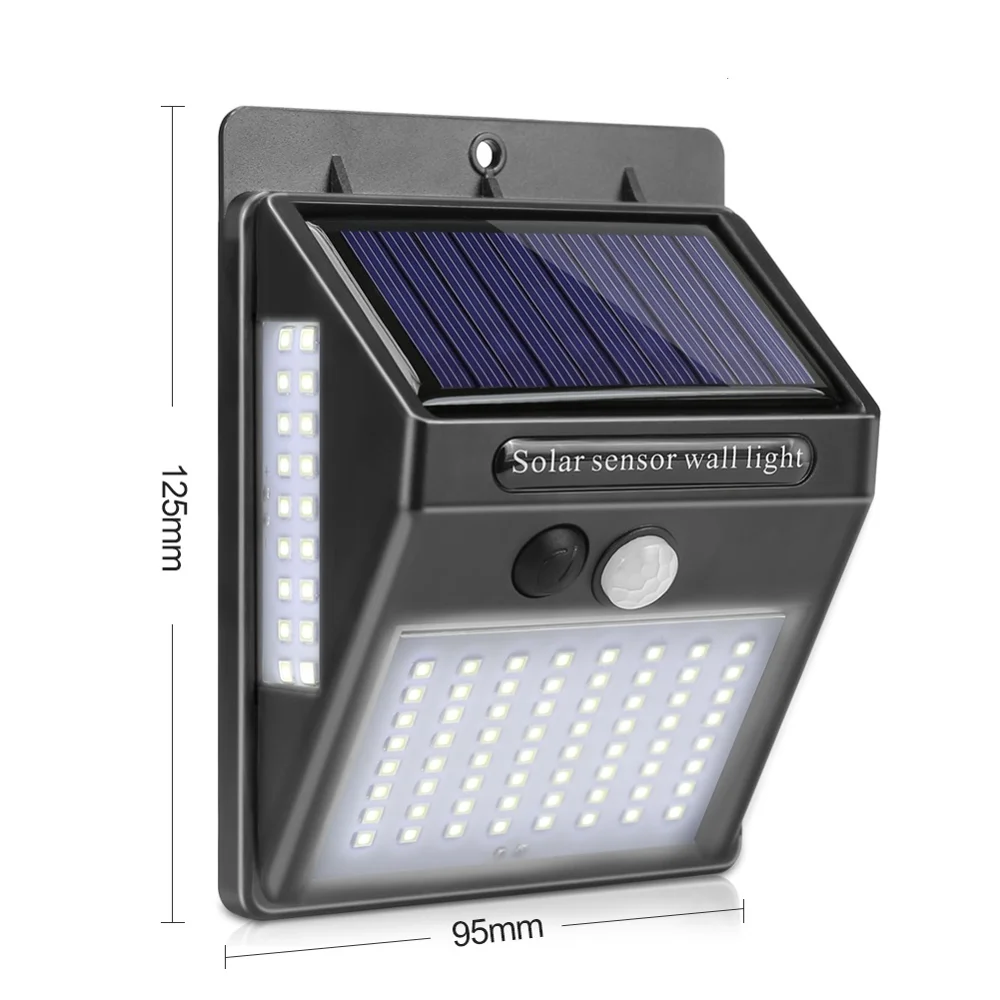 100 LED Solar Power PIR Motion Sensor Wall Light Outdoor Garden Lamp WaterproofN