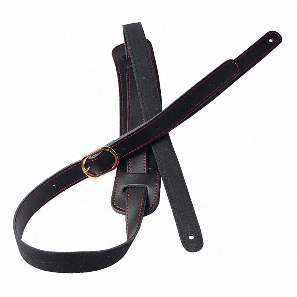 Cinturino Chitarra In Vera Pelle Bicolore Nero/Rosso - Elettrica, Basso, Acustica - UK
