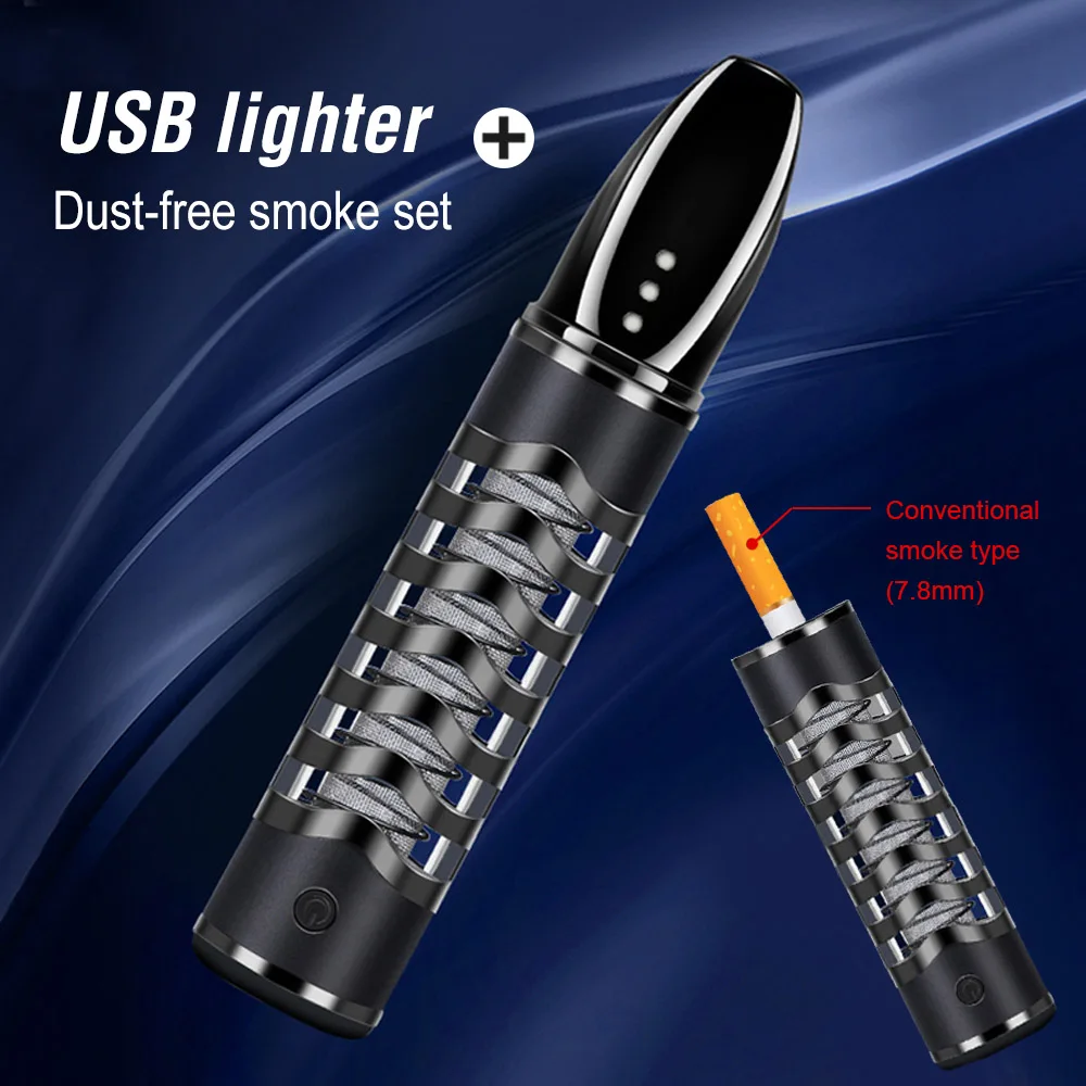 Luxury Ashtray Cigarette Holder with USB Tungsten Coil Lighter & Filter for  Car Use