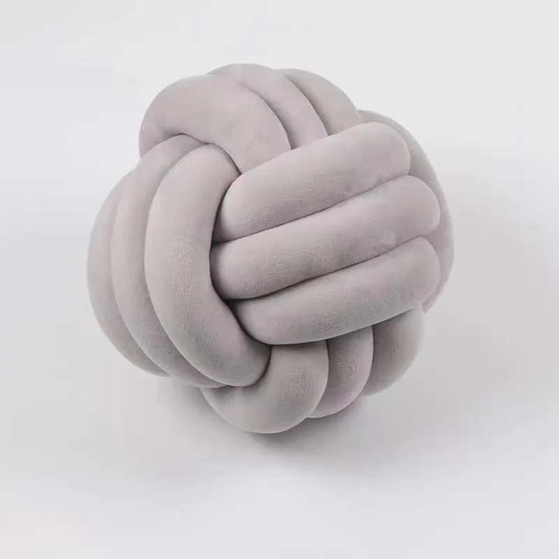 Knot Pillow Ball Cojines decorativos grandes de 13.8 polgadas Coxín redondo de veludo suave con apertura de nudos