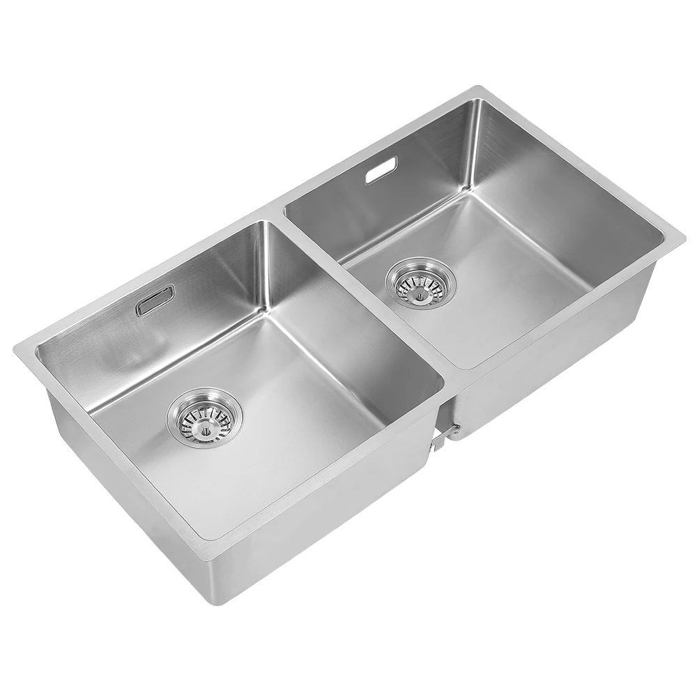 New Design Press SUS304 Stainless Steel Double Basin Small Radius Corner  Rectangular Triple Bowl Counter Bars factory