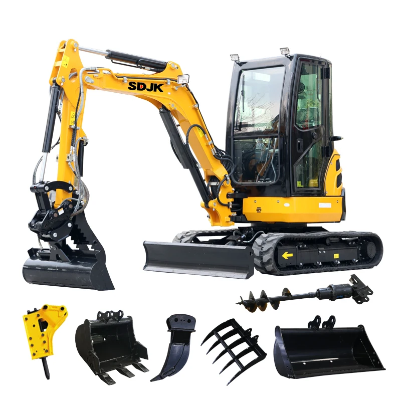 Free Shipping SDJK Mini Excavator 1 Ton 2 Ton 3.5 Ton Hydraulic New Crawler Digger MiniBagger Farm Used Mini Small Excavators