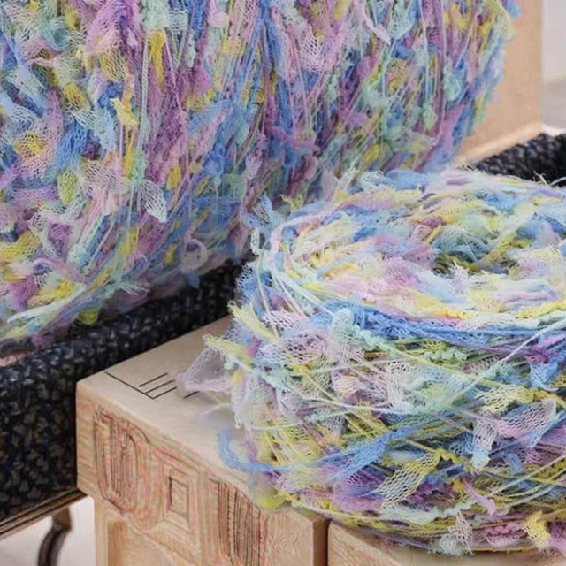 1/3NM Mesh Ponytail Yarn Dyed Segment Dyed 100% Polyester Fancy Yarn Segmented Dyed Mesh Ponytail Yarn Knitted Sweater