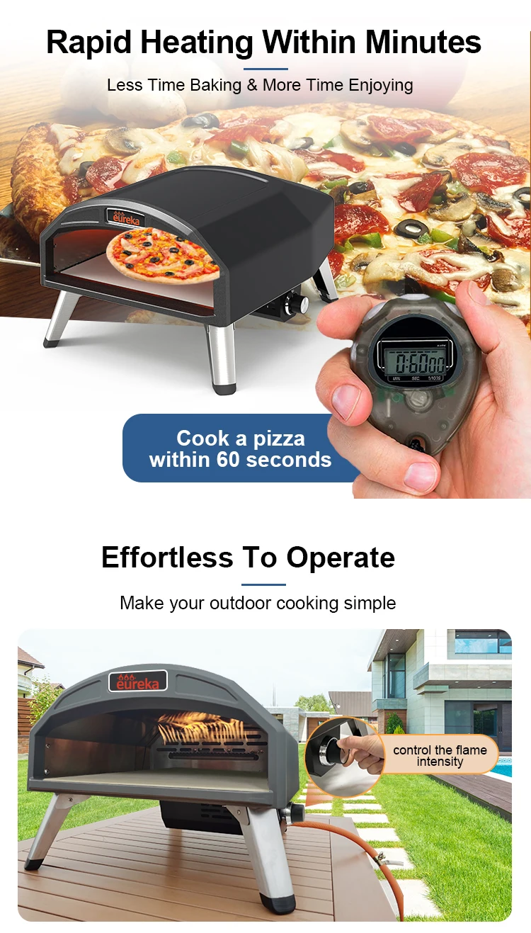New Design Italy Table Top 500 Degree 16 Inch Portable Gas Pizza Oven