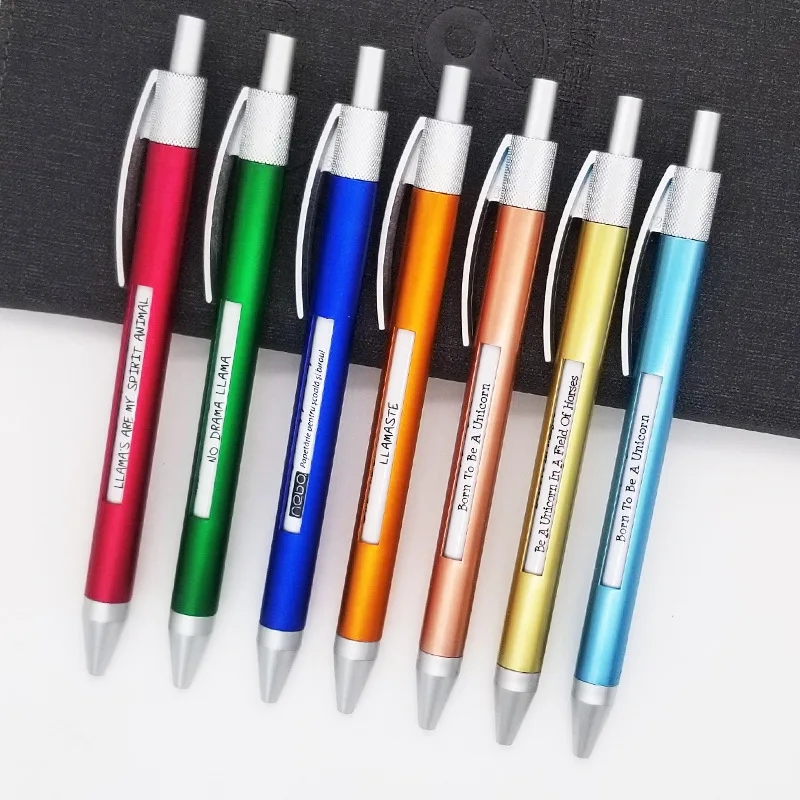 Custom Logo Retractable Window Message Ballpoint Pen Factory Direct Sale Retractable Window Pen with Rotated Custom Message