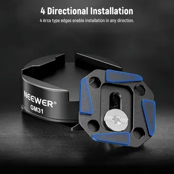 NEEWER GM31 Arca Type Quick Release Plate Kit, Quick Switch Auto Lock Square QR Camera Mount Plate, 1/4" 3/8" Thread for Tripod detail image