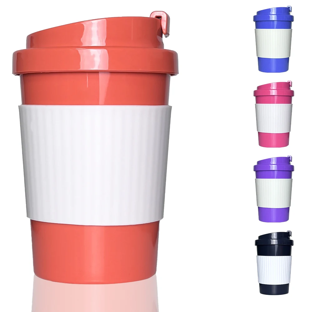 Eco-friendly 12OZ Reusable Custom Bamboo Coffee Cup with Flip Top Orange Tea Coffee Mug Cup Without Handle Travel Coffee Tumbler